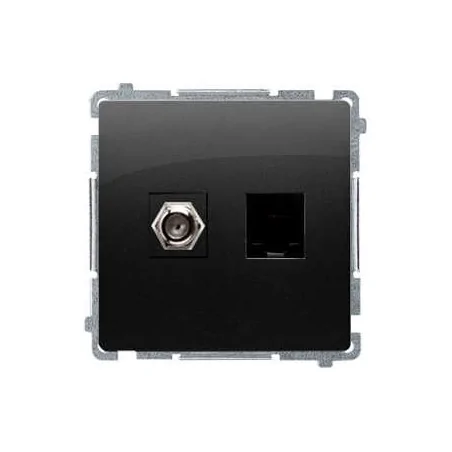 Gniazda-antenowe - gniazdo antenowe typu f+komputerowe rj45 kat.6 czarny mat bmafrj45.01/49 simon basic kontakt-simon 