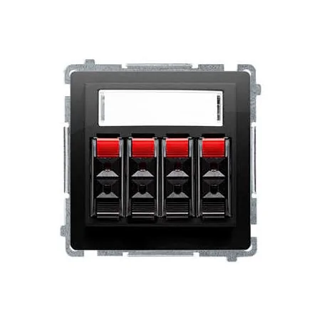 Gniazda-glosnikowe - gniazdo głośnikowe 4-krotne z polem opisowym czarny mat bmgl34.01/49 simon basic kontakt simon 