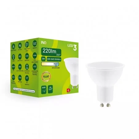 Gwint-trzonek-gu10 - żarówka led zimna biała gu10 3w-22w 6500k 220lm mr014cw inq 
