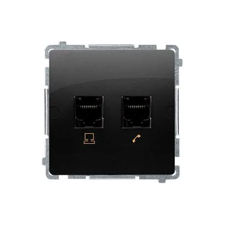 Gniazda-komputerowe - gniazdo komputerowe rj45 kat. 5e+telefoniczne rj11 czarny mat bmf5t.02/49 simon basic kontakt-simon 