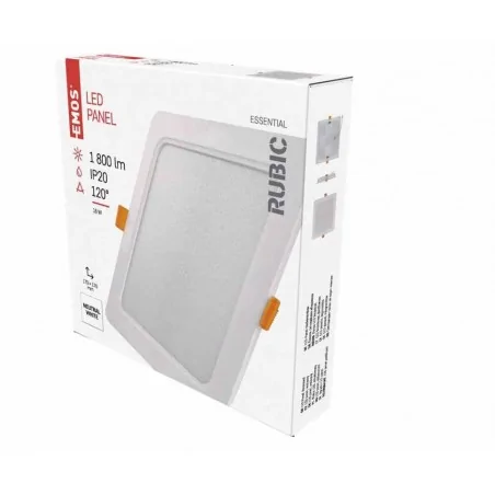 Oprawy-sufitowe - oprawa wpuszczana kwadrat - panel led 18w 4000k rubic zd2442 emos 