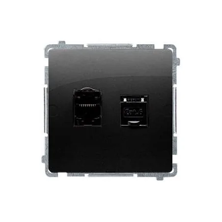 Gniazda-komputerowe - gniazdo komputerowe podwójne rj45 kat6 z przesłoną czarny mat bm62.01/49 simon basic kontakt-simon 