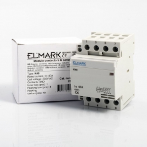 Stycznik 40A 230 V Kontaktor Modułowy K40 Elmark 23409