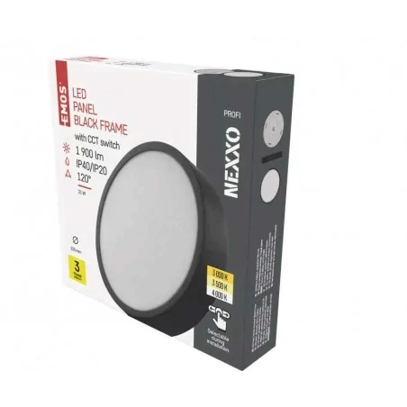 Oprawy-sufitowe - czarna oprawa oświetleniowe z cct led 21w natynkowa nexxo zm5343 emos 