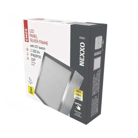 Oprawy-sufitowe - srebrna oprawa led 12,5w kwadrat 17cm cct nexxo zm6233 emos 