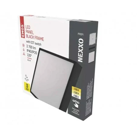 Oprawy-sufitowe - czarna oprawa led 28,5w kwadratowa cct 3000k/3500k/4000k nexxo zm6353 emos 