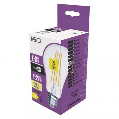 Gwint-trzonek-e27 - żarówka led filament a67 11w-100w e27 ciepła biel 1521lm emos z74284 
