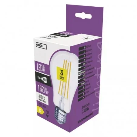Gwint-trzonek-e27 - żarówka led filamentowa a67 11w-100w e27 4000k 1521lm emos z74285 
