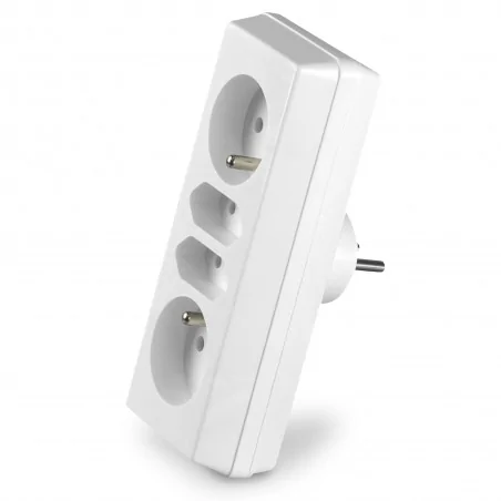 Rozgalezniki - r-472 rozgałęźnik poczwórny 2 gniazda z uziemieniem plus 2 gniazda płaskie plast rol 