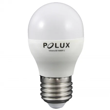 Gwint-trzonek-e14 - żarówka led e27 kulka mleczna 6,3w z ciepłym światłem 3000k g45 303943 polux 