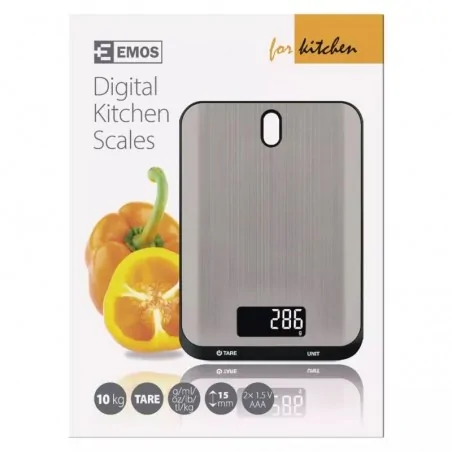Wagi-kuchenne-i-lazienkowe - waga kuchenna na baterie płaska srebrna do 10 kg stal ev026 emos 