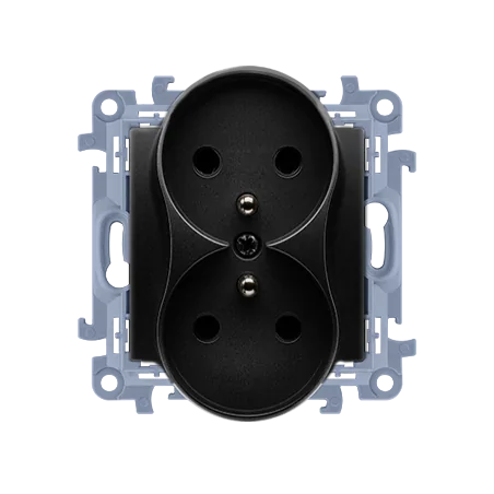 Gniazda-elektryczne - gniazdo podwójne z uziemieniem czarny mat cgz2m.01/49 simon 10 kontakt-simon 