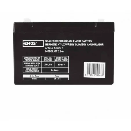 Akumulatory - akumulator agm 6v 12ah faston 4,7 b9682 emos 