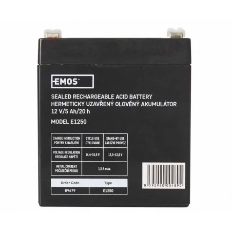 Akumulatory - akumulator ołowiowy agm 12v 5ah faston 6,3 b9679 emos 