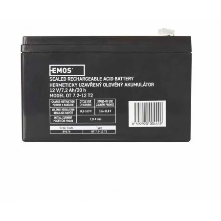 Akumulatory - akumulator ołowiowy agm 12v 7,2ah faston 6,3 b9674 emos 