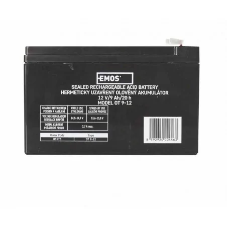 Akumulatory - akumulator bezobsługowy agm 12v 9ah faston 6,3 b9675 emos 