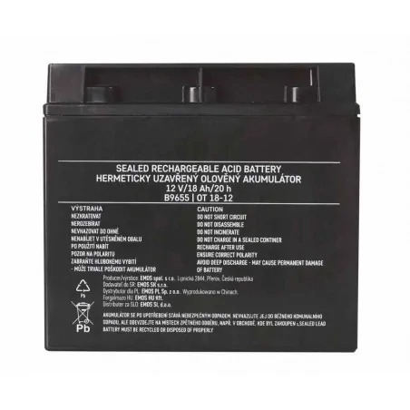 Akumulatory - akumulator ołowiowy agm 12v 18ah 12×12 b9655 emos 
