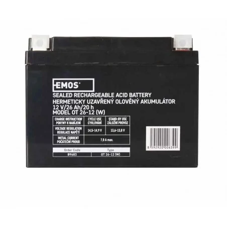 Akumulatory - bateria - akumulator bezobsługowy agm 12v 26ah 12× 14 b9683 emos 