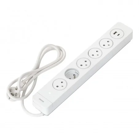 Listwy-zasilajace - listwa przeciwprzepięciowa biała z dwoma wejściami usb 1,5m or-ae-13234/w/1,5m orno 