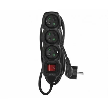 Przedluzacze-elektryczne - przedłużacz 2m 3 gniazda z wyłącznikiem czarny pvc 1mm2 pc1312 emos 