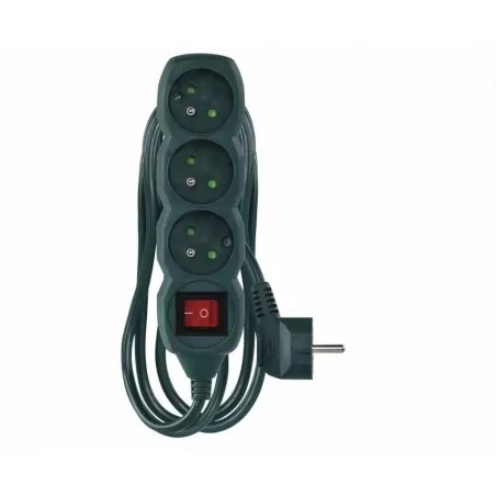 Przedluzacze-elektryczne - zielony przedłużacz z włącznikiem 3 gniazda 2m pvc 1 mm2 p1312z emos 