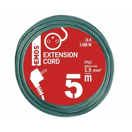 Przedluzacze-elektryczne - 5-metrowy przedłużacz 1 gniazdo zielony pvc 1,5 mm2 p0115rz emos 