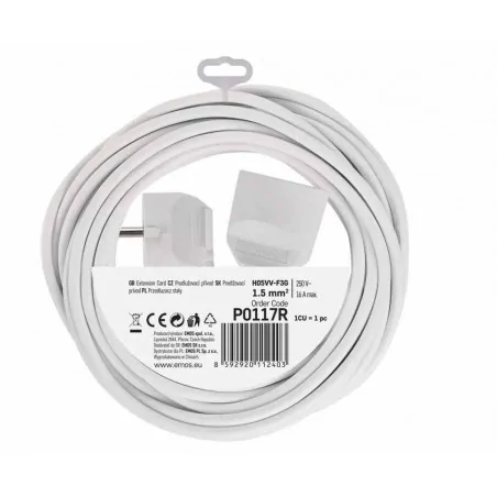 Przedluzacze-elektryczne - biały przedłużacz 7 metrów + 1 gniazdo pvc 1,5 mm2 p0117r emos 