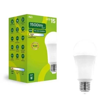 Gwint-trzonek-e14 - żarówka led e27 z ciepłym światłem o mocy 15w a60 1500lm 3000k bulb inq 