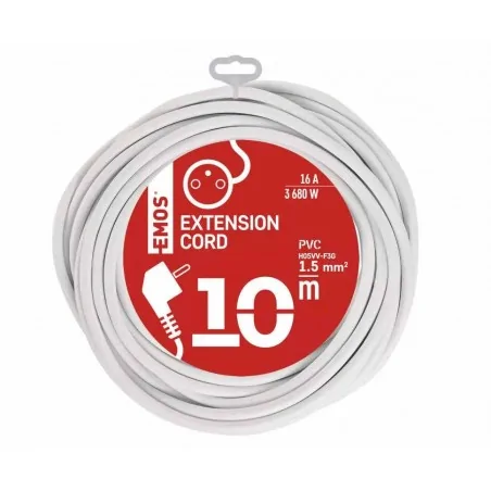 Przedluzacze-elektryczne - długi przedłużacz biały 10m 1 gniazdo pvc 1,5 mm2 p0110r emos 