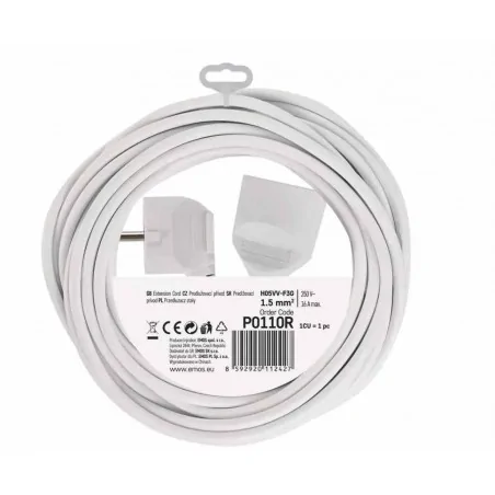 Przedluzacze-elektryczne - długi przedłużacz biały 10m 1 gniazdo pvc 1,5 mm2 p0110r emos 