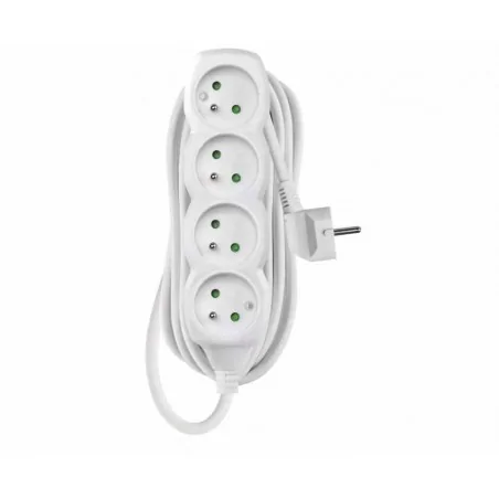 Przedluzacze-elektryczne - biały przedłużacz 4 gniazda z/u 5m pvc 1,5 mm2 p0415r emos 