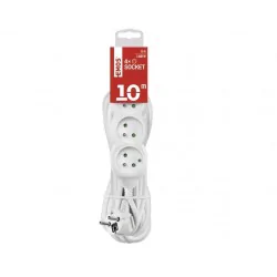 Przedluzacze-elektryczne - listwa zasilająca 10-metrowa biała 4 gniazda pvc 1,5 mm2 p0410r emos 