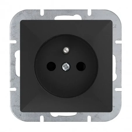 Gniazda-elektryczne - czarne gniazdo pojedyncze z uziemieniem pt-16p perła abex 