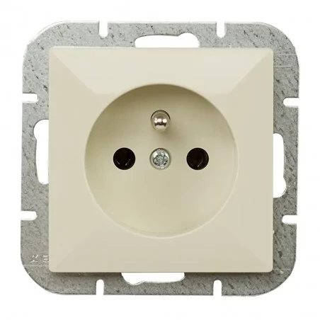 Gniazda-elektryczne - pojedyncze kremowe gniazdo z uziemieniem pt-16p perła abex 