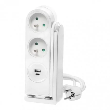 Przedluzacze-elektryczne - przedłużacz biurkowy biały na 2 gniazda z usb a+c or-ae-13245/w/1,4m orno 