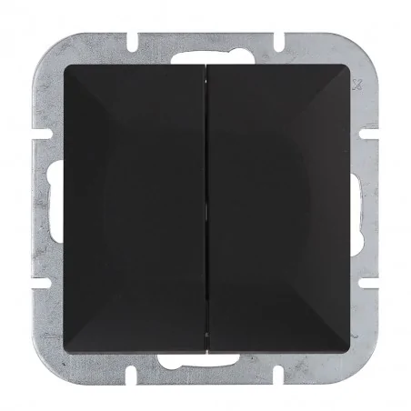 Wylaczniki-podwojne - włącznik świecznikowy podwójny czarny mat wp-2p perła abex 