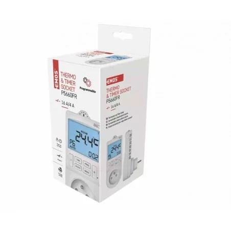 Regulatory-temperatury - termostat gniazdkowy z funkcją timera cyfrowego 2w1 p5660fr emos 