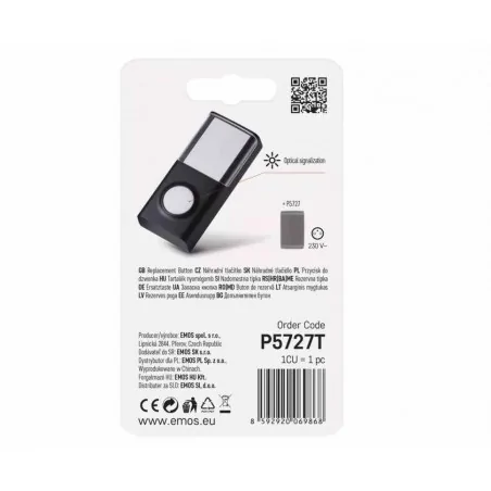 Dzwonki-do-drzwi - zewnętrzny przycisk do dzwonka bezprzewodowego p5727, 1x cr2032 p5727t emos 