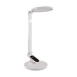 Lampki-biurkowe - 04171 biała lampka biurkowa led ze zmienną barwą światła 9w ściemnialna z zegarem ragas led cct ideus