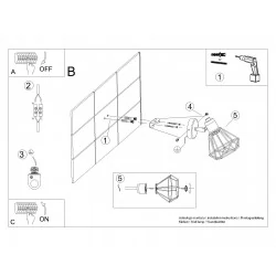 Kinkiety-do-salonu - sl.1105 kinkiet loftowy geometryczny czarny e14 artemis 1 sollux 