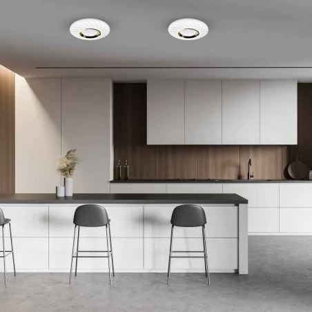 Plafony - lampa sufitowa led 24w na pilota biało-złota  ø40cm tokyo ml7908 eko-light 