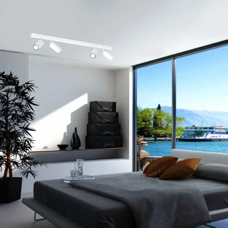 Lampy-sufitowe - długa lampa sufitowa biała 4 reflektory gu10 hudson mlp8804 eko-light 