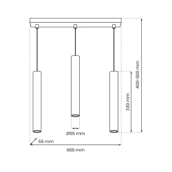 Lampy-sufitowe - potrójna lampa wisząca listwa 60cm biała 3xgu10 hudson mlp8799 eko-light 