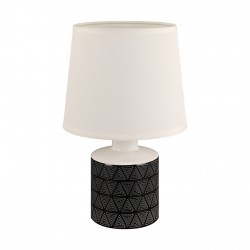 Lampki-nocne - elegancka lampka nocna z białym abażurem i czarną podstawą e14 topik 04103 ideus 