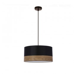 Lampy-sufitowe - lampa wisząca okrągła 30cm czarny/drewniany 1xe27 60w porto 31-17598 candellux