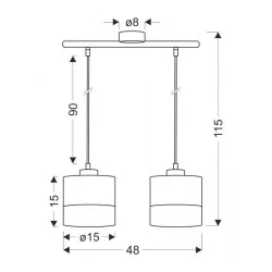 Lampy-sufitowe - podwójna lampa wisząca listwa 48cm 2xe27 60w porto 32-17604 candellux 