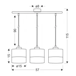 Lampy-sufitowe - oświetlenie wiszące listwa 57cm 3xe27 porto 33-17611 candellux 