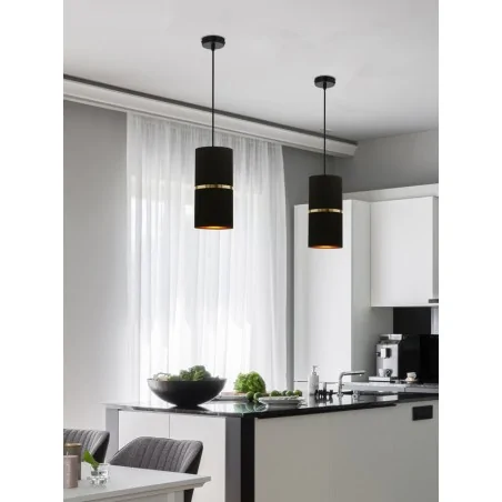 Lampy-sufitowe - czarno-złota lampa wisząca tuba 1xe27 60w gina 31-19639 candellux 