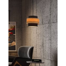 Lampy-sufitowe - lampa wisząca czarno-drewniana tuba 1xe27 60w twin 31-17871 candellux 