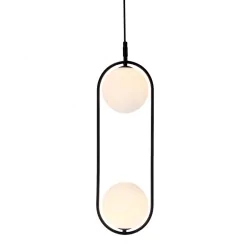 Lampy-sufitowe - lampa sufitowa wisząca podwójna żyrandol kule czarna cordel 32-10155 candellux 